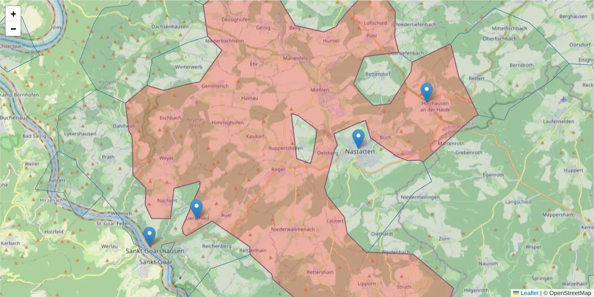 Karte des Postleitzahlen Bereichs  und der umliegenden Postleitzahlen in Deutschland