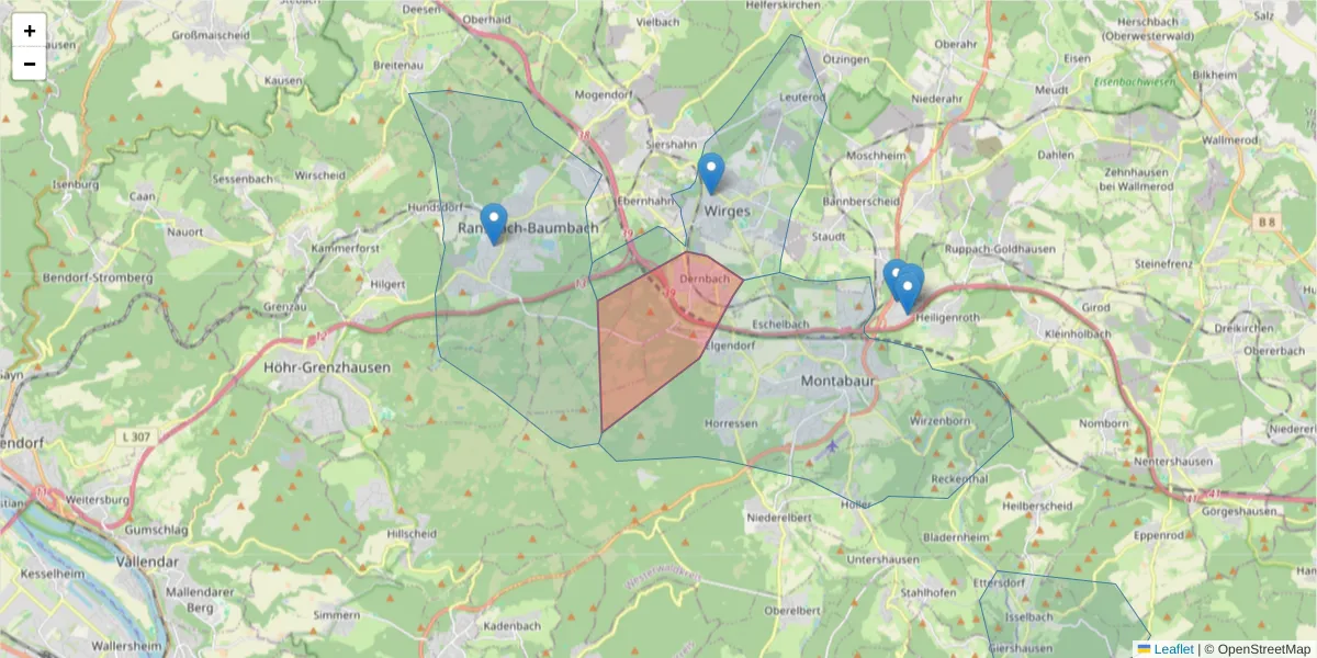 Karte des Postleitzahlen Bereichs  und der umliegenden Postleitzahlen in Deutschland