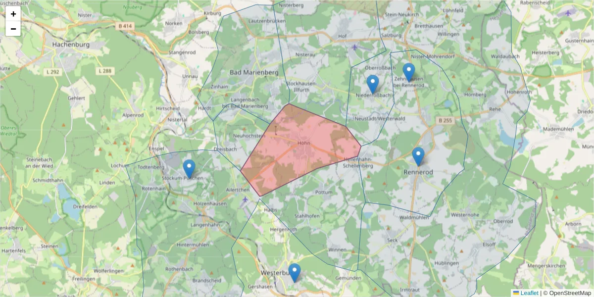 Karte des Postleitzahlen Bereichs  und der umliegenden Postleitzahlen in Deutschland