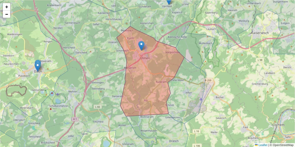 Karte des Postleitzahlen Bereichs  und der umliegenden Postleitzahlen in Deutschland