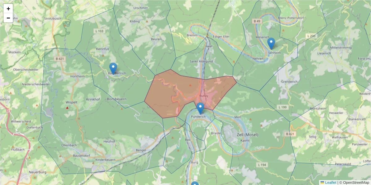 Karte des Postleitzahlen Bereichs  und der umliegenden Postleitzahlen in Deutschland