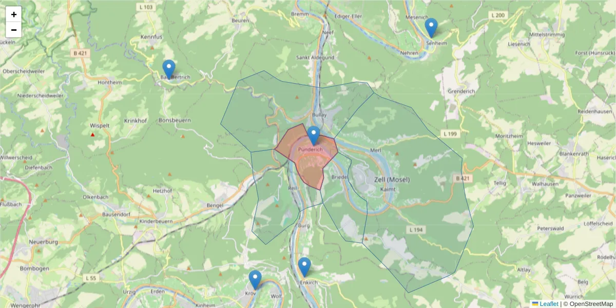 Karte des Postleitzahlen Bereichs  und der umliegenden Postleitzahlen in Deutschland