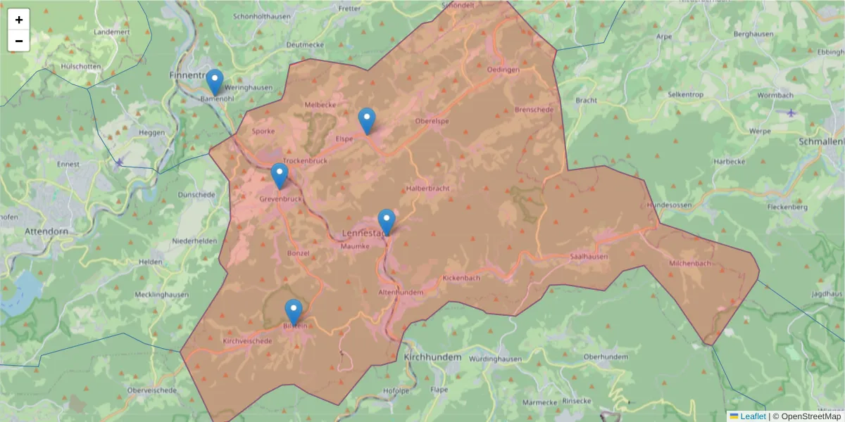 Karte des Postleitzahlen Bereichs  und der umliegenden Postleitzahlen in Deutschland