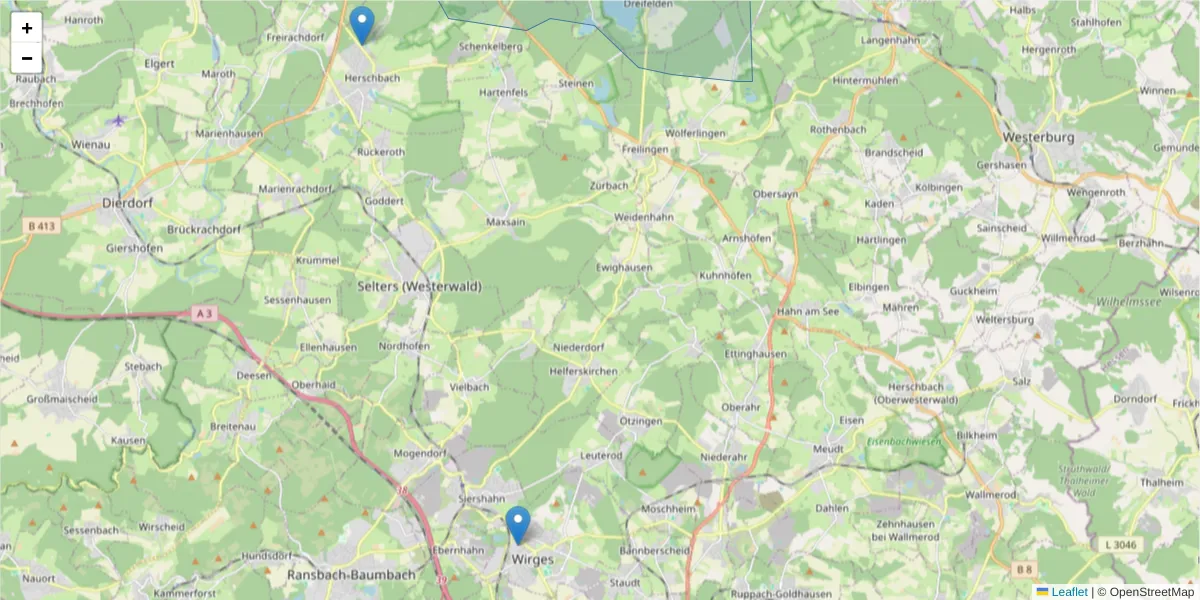 Karte des Postleitzahlen Bereichs  und der umliegenden Postleitzahlen in Deutschland