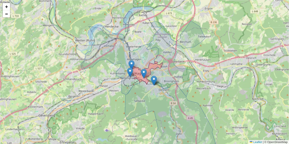 Karte des Postleitzahlen Bereichs  und der umliegenden Postleitzahlen in Deutschland
