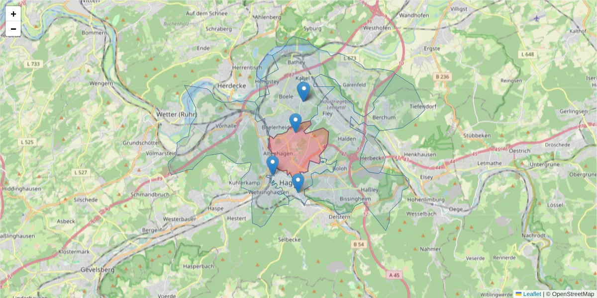 Karte des Postleitzahlen Bereichs  und der umliegenden Postleitzahlen in Deutschland