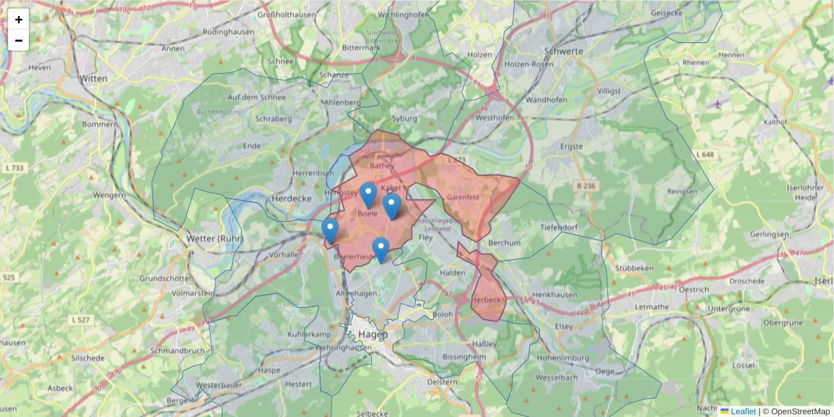 Karte des Postleitzahlen Bereichs  und der umliegenden Postleitzahlen in Deutschland