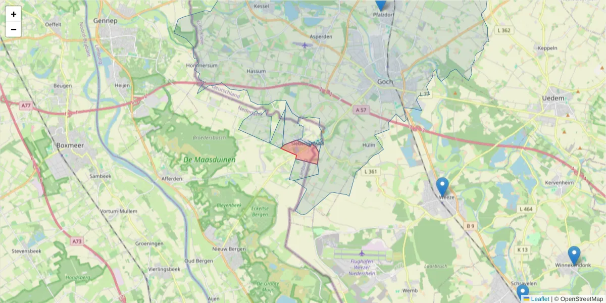 Karte des Postleitzahlen Bereichs  und der umliegenden Postleitzahlen in Deutschland
