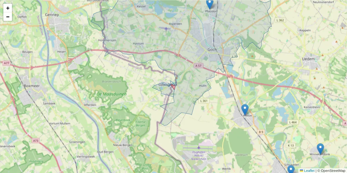 Karte des Postleitzahlen Bereichs  und der umliegenden Postleitzahlen in Deutschland
