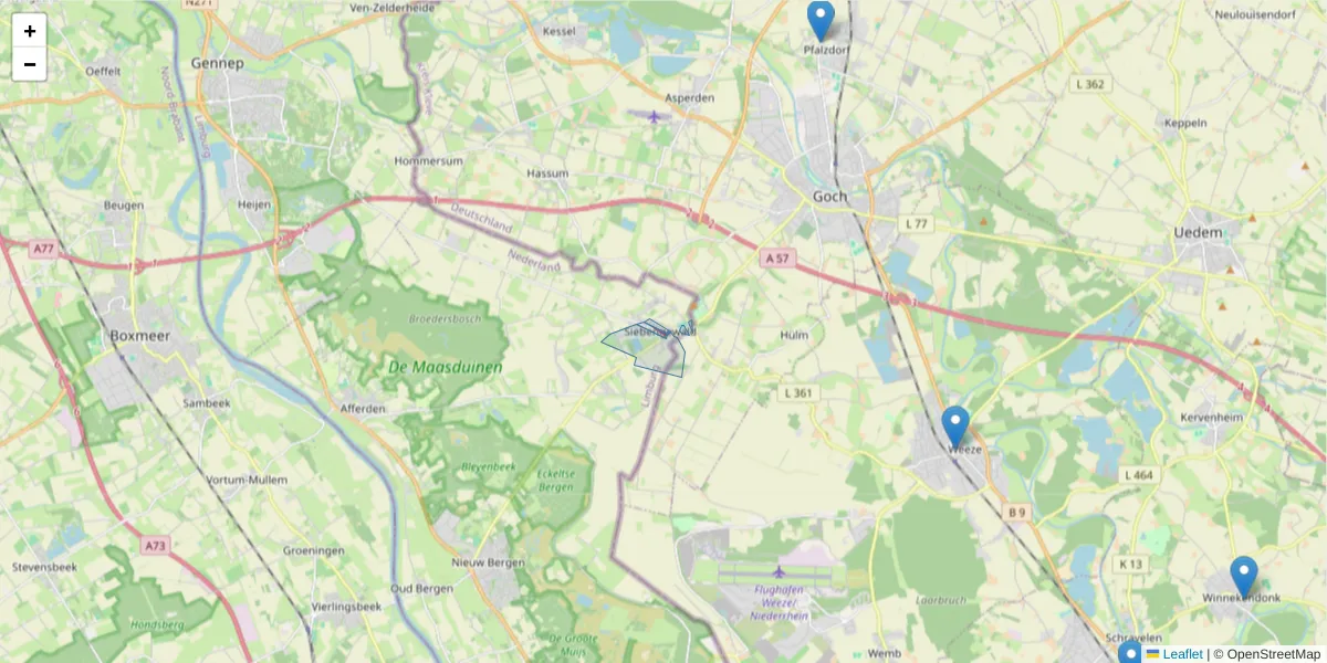 Karte des Postleitzahlen Bereichs  und der umliegenden Postleitzahlen in Deutschland