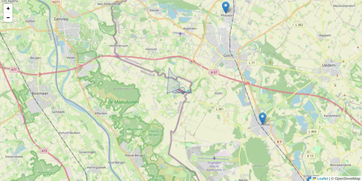 Karte des Postleitzahlen Bereichs  und der umliegenden Postleitzahlen in Deutschland