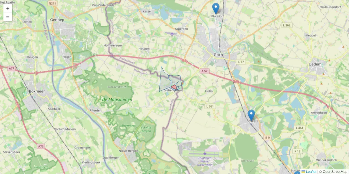 Karte des Postleitzahlen Bereichs  und der umliegenden Postleitzahlen in Deutschland