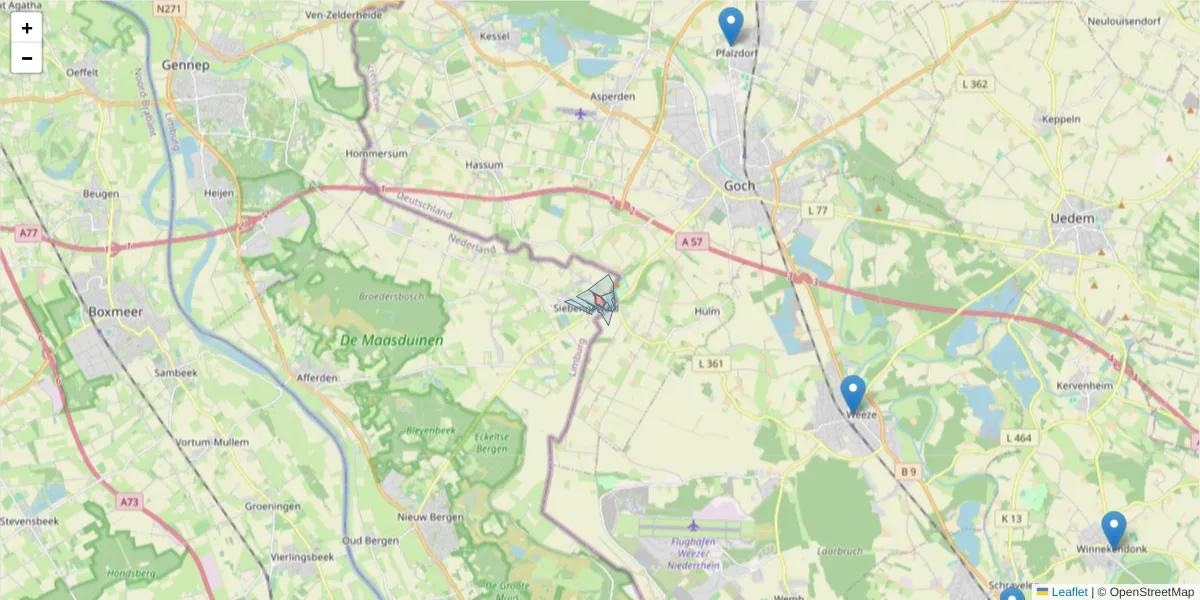 Karte des Postleitzahlen Bereichs  und der umliegenden Postleitzahlen in Deutschland