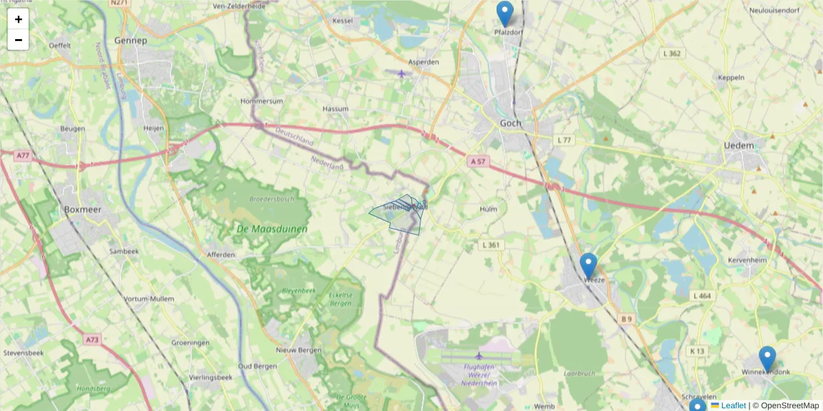 Karte des Postleitzahlen Bereichs  und der umliegenden Postleitzahlen in Deutschland