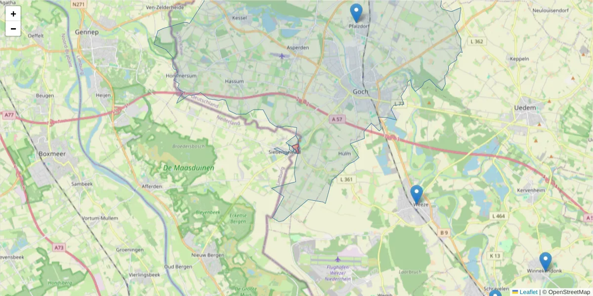 Karte des Postleitzahlen Bereichs  und der umliegenden Postleitzahlen in Deutschland