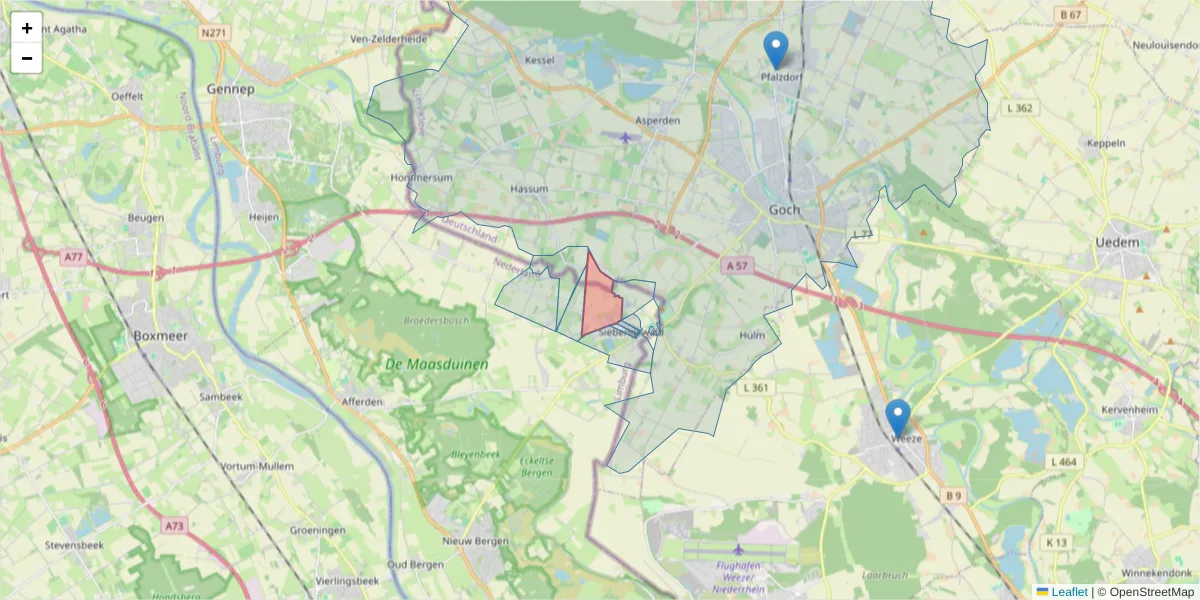 Karte des Postleitzahlen Bereichs  und der umliegenden Postleitzahlen in Deutschland