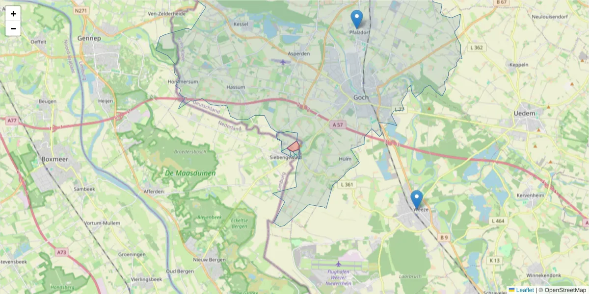 Karte des Postleitzahlen Bereichs  und der umliegenden Postleitzahlen in Deutschland