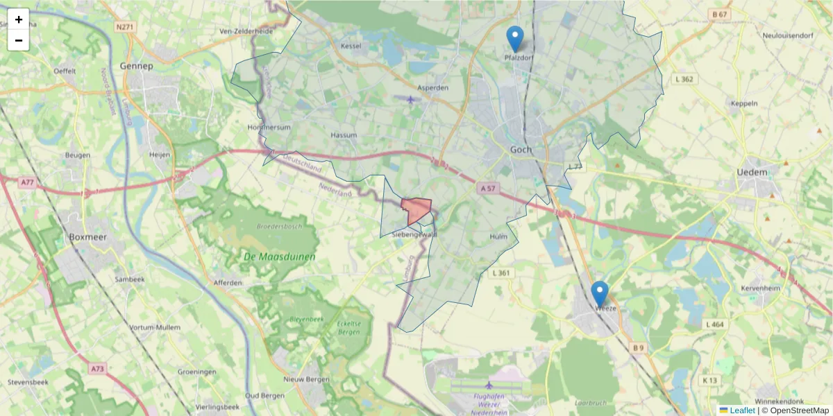 Karte des Postleitzahlen Bereichs  und der umliegenden Postleitzahlen in Deutschland