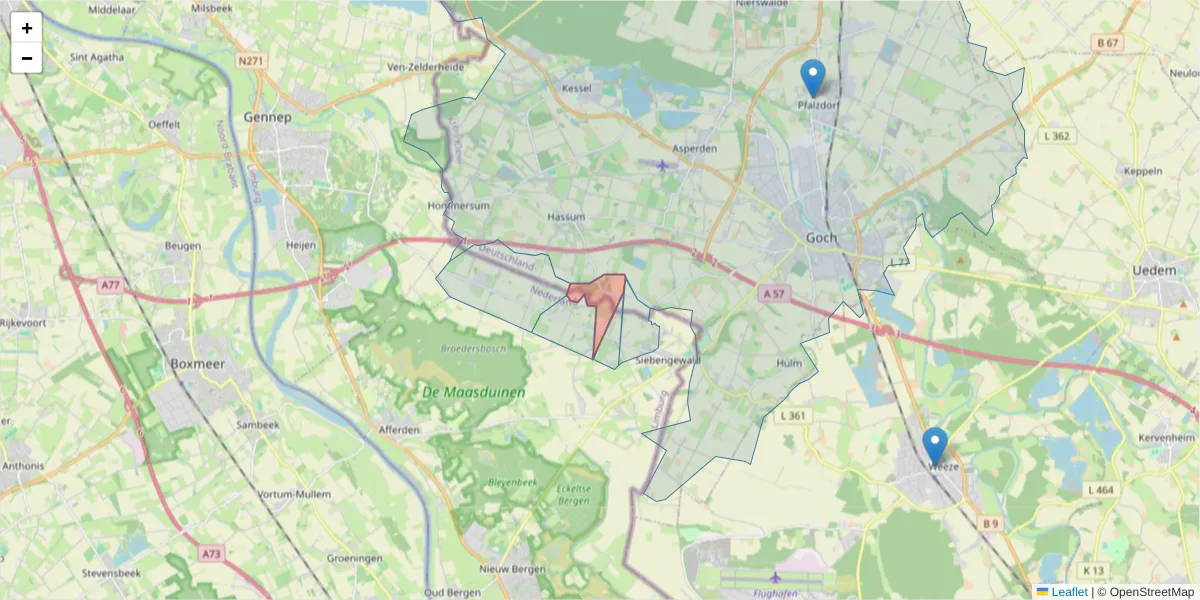 Karte des Postleitzahlen Bereichs  und der umliegenden Postleitzahlen in Deutschland