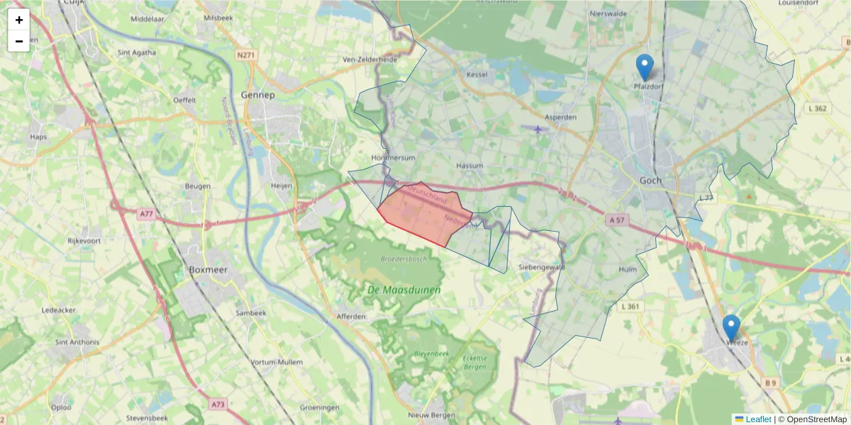 Karte des Postleitzahlen Bereichs  und der umliegenden Postleitzahlen in Deutschland