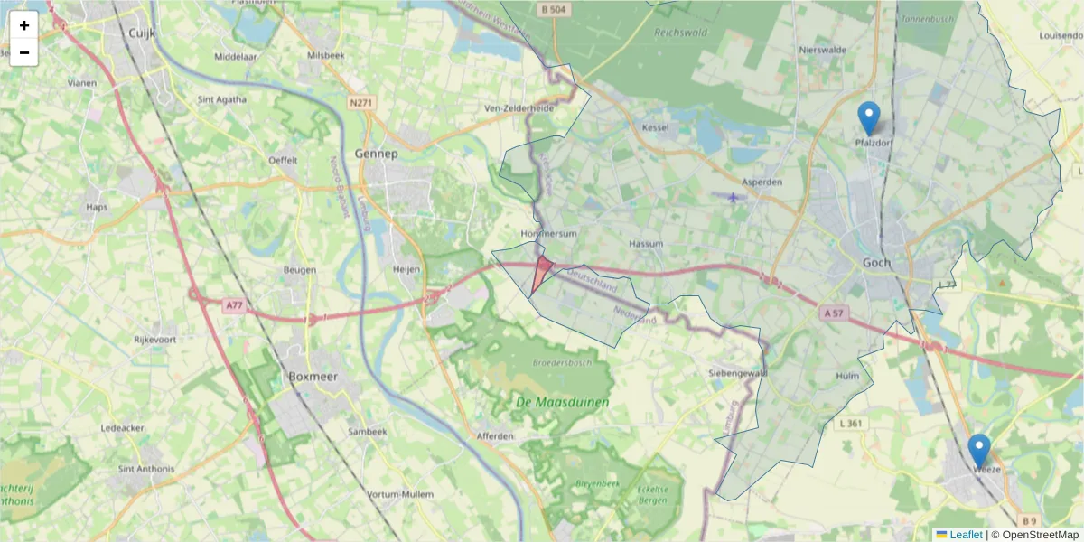 Karte des Postleitzahlen Bereichs  und der umliegenden Postleitzahlen in Deutschland