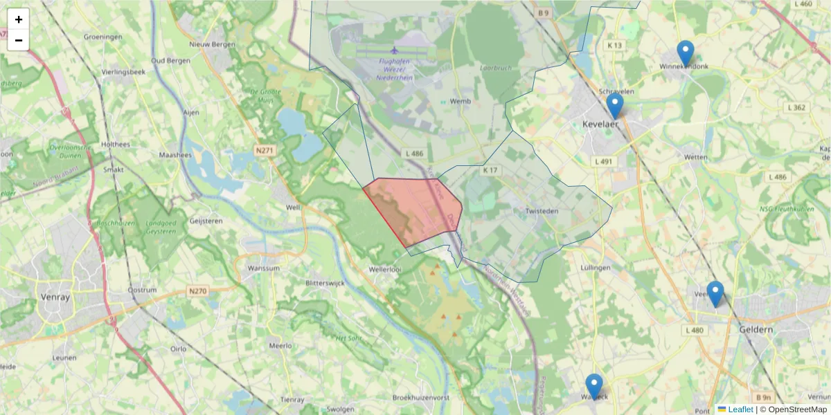 Karte des Postleitzahlen Bereichs  und der umliegenden Postleitzahlen in Deutschland