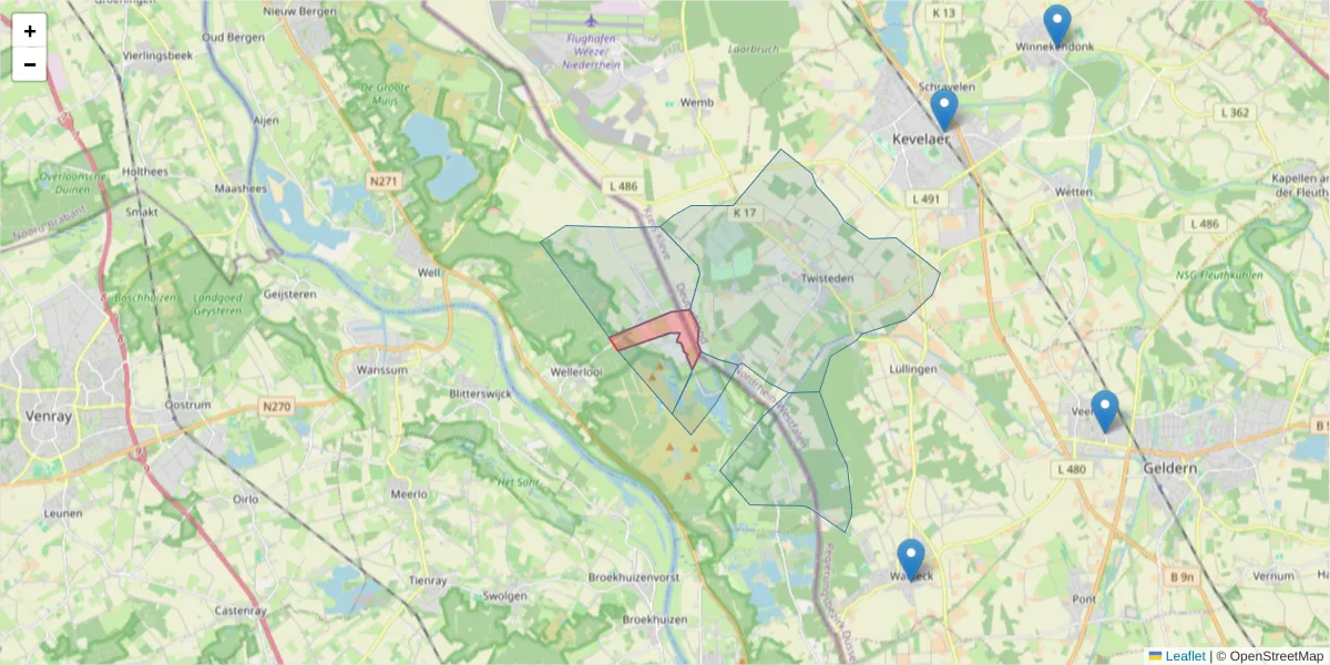 Karte des Postleitzahlen Bereichs  und der umliegenden Postleitzahlen in Deutschland