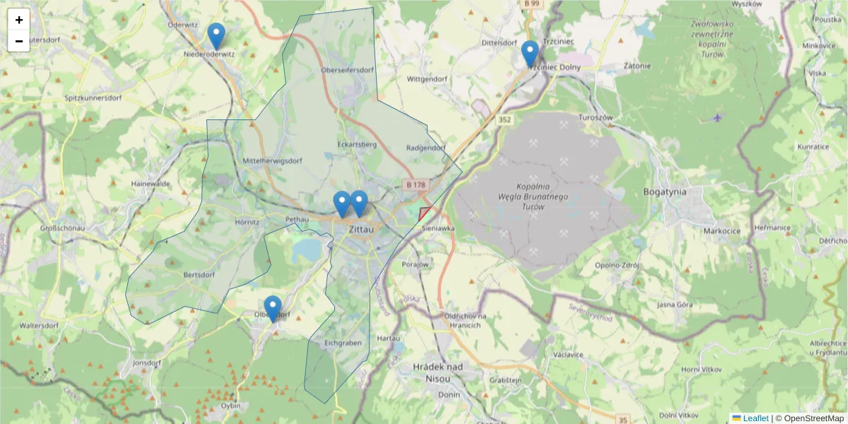 Karte des Postleitzahlen Bereichs  und der umliegenden Postleitzahlen in Deutschland