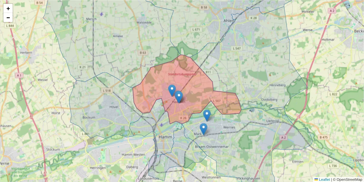 Karte des Postleitzahlen Bereichs  und der umliegenden Postleitzahlen in Deutschland