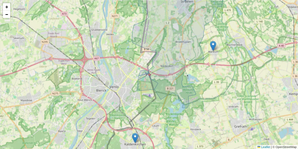 Karte des Postleitzahlen Bereichs  und der umliegenden Postleitzahlen in Deutschland