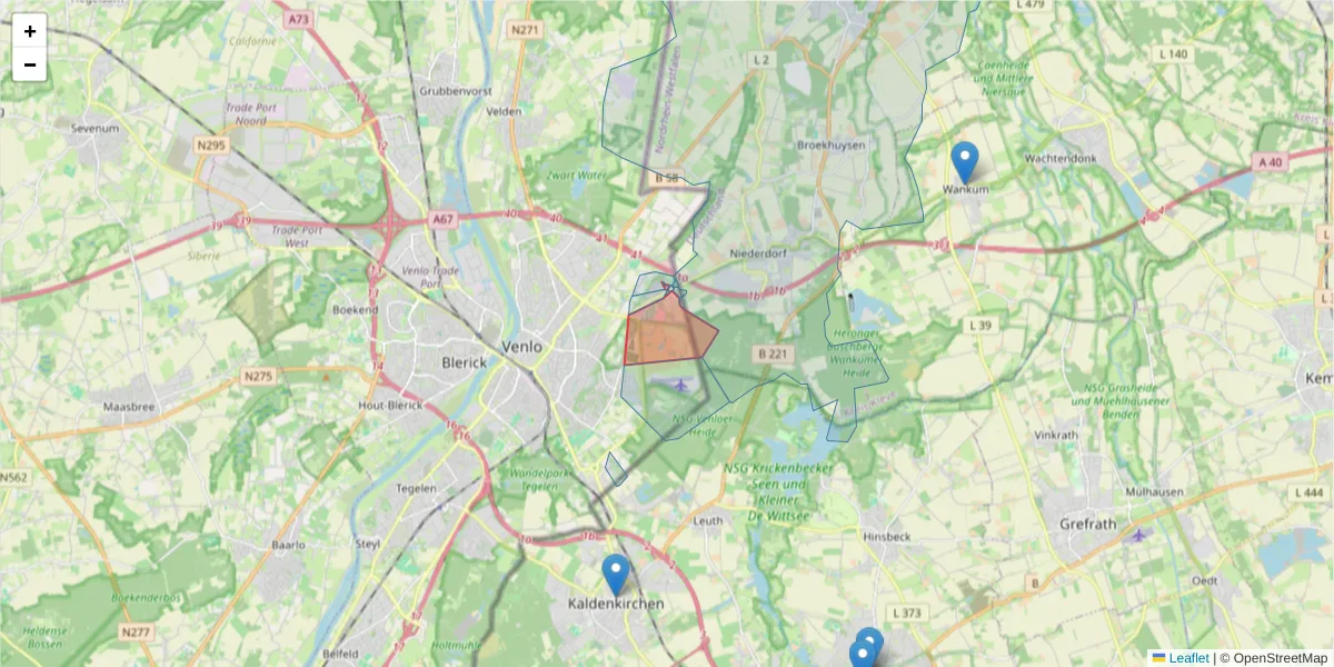 Karte des Postleitzahlen Bereichs  und der umliegenden Postleitzahlen in Deutschland