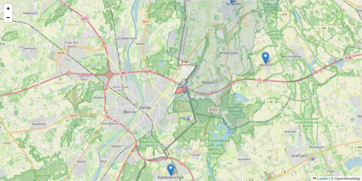 Karte des Postleitzahlen Bereichs  und der umliegenden Postleitzahlen in Deutschland