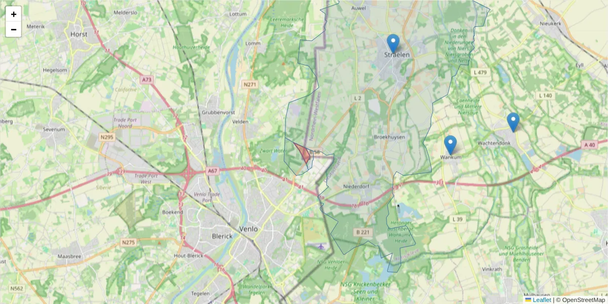 Karte des Postleitzahlen Bereichs  und der umliegenden Postleitzahlen in Deutschland