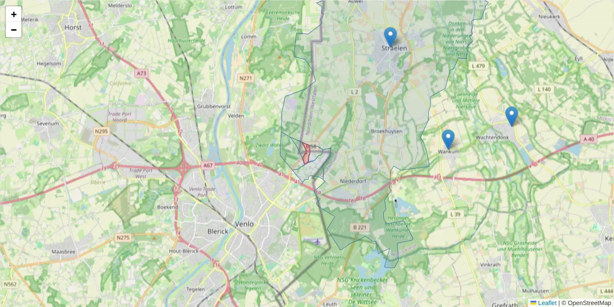 Karte des Postleitzahlen Bereichs  und der umliegenden Postleitzahlen in Deutschland