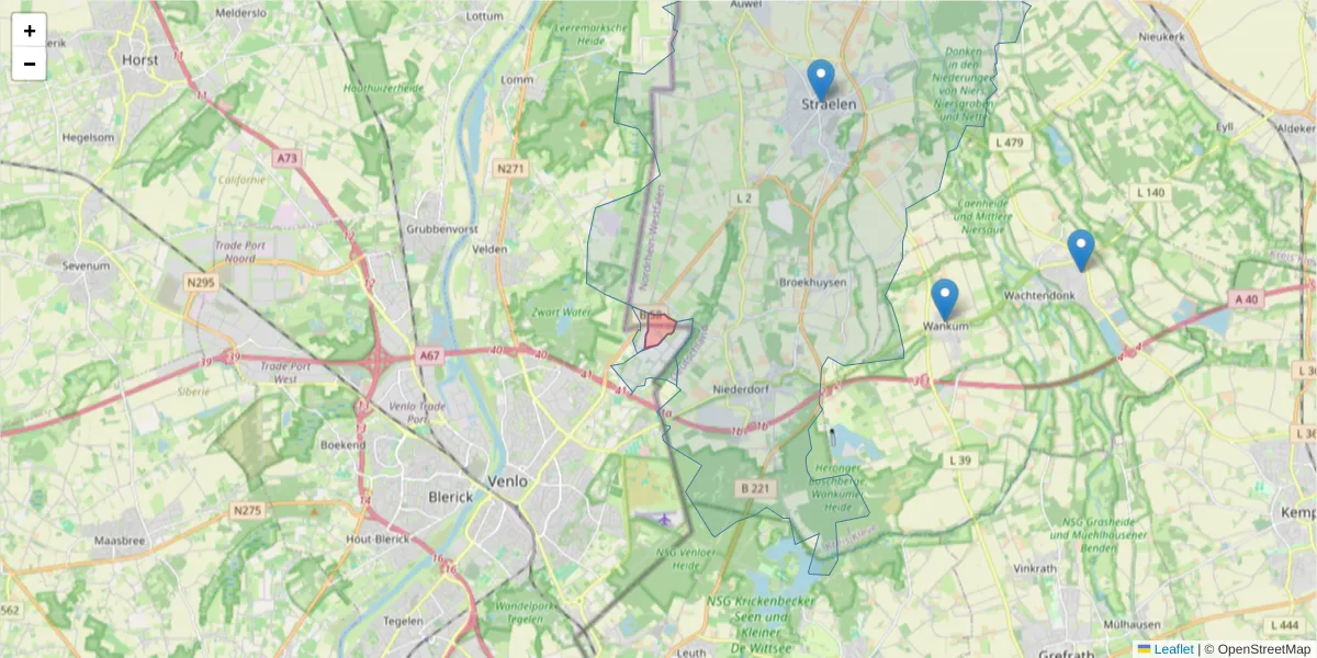 Karte des Postleitzahlen Bereichs  und der umliegenden Postleitzahlen in Deutschland