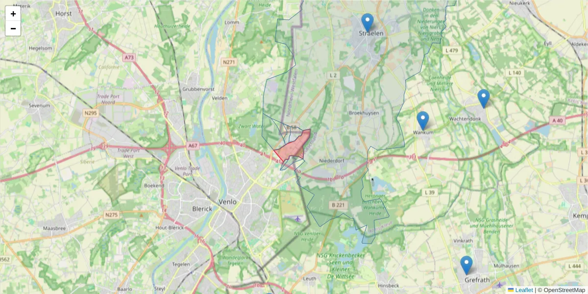 Karte des Postleitzahlen Bereichs  und der umliegenden Postleitzahlen in Deutschland