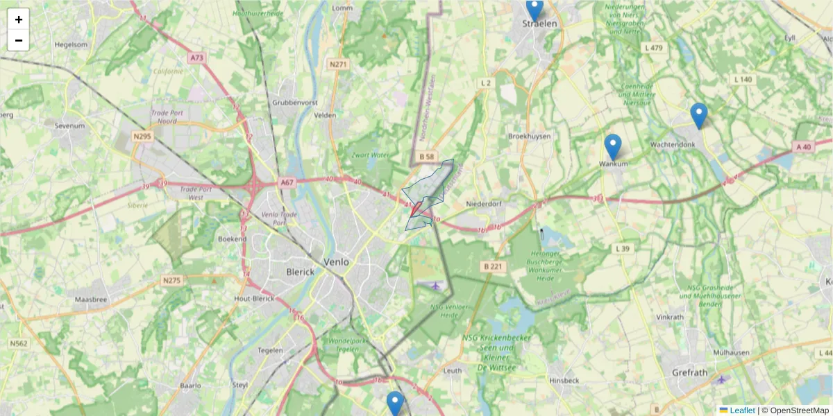 Karte des Postleitzahlen Bereichs  und der umliegenden Postleitzahlen in Deutschland