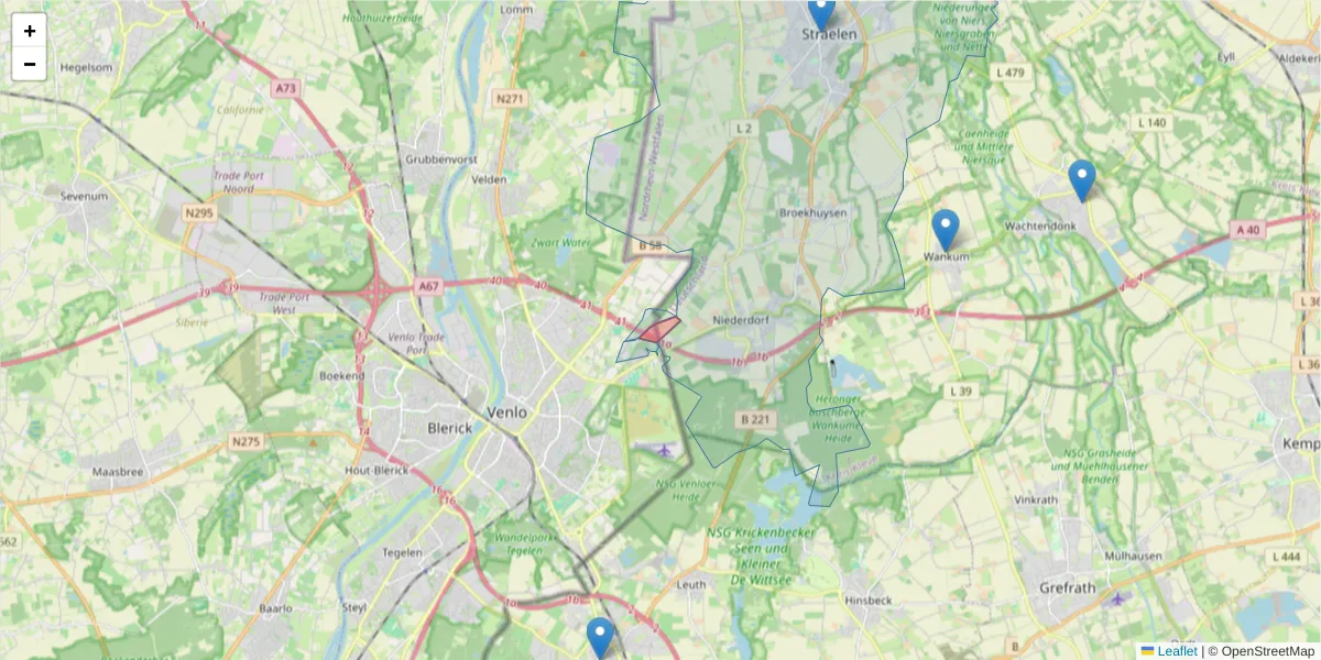 Karte des Postleitzahlen Bereichs  und der umliegenden Postleitzahlen in Deutschland
