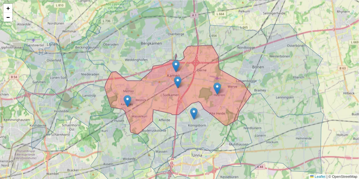 Karte des Postleitzahlen Bereichs  und der umliegenden Postleitzahlen in Deutschland