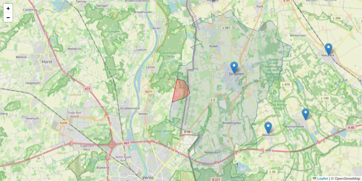 Karte des Postleitzahlen Bereichs  und der umliegenden Postleitzahlen in Deutschland