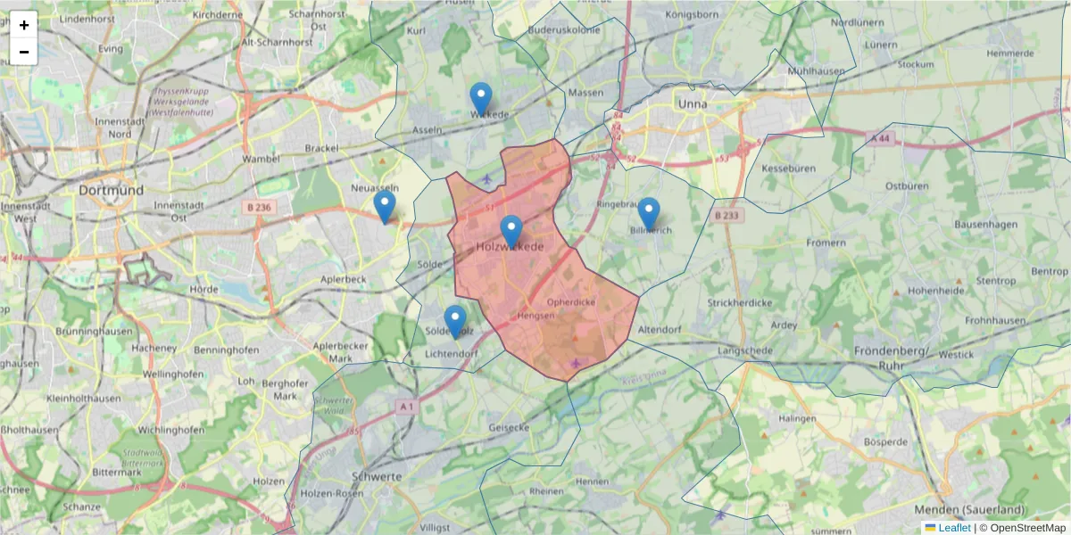 Karte des Postleitzahlen Bereichs  und der umliegenden Postleitzahlen in Deutschland