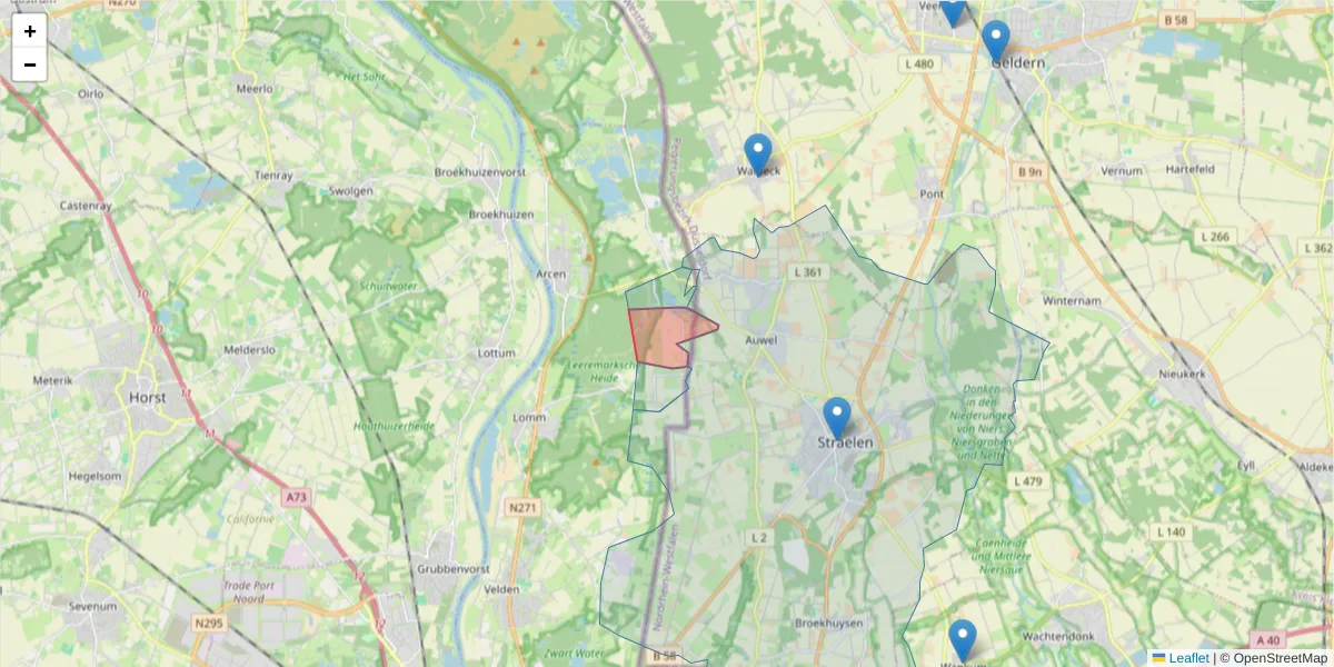 Karte des Postleitzahlen Bereichs  und der umliegenden Postleitzahlen in Deutschland