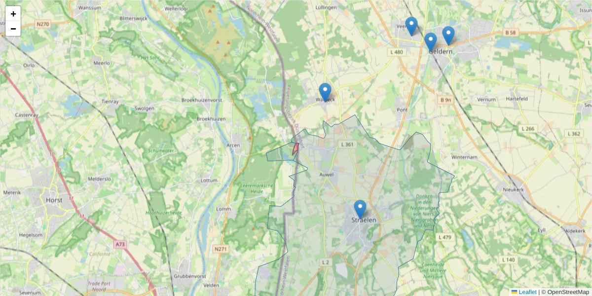 Karte des Postleitzahlen Bereichs  und der umliegenden Postleitzahlen in Deutschland