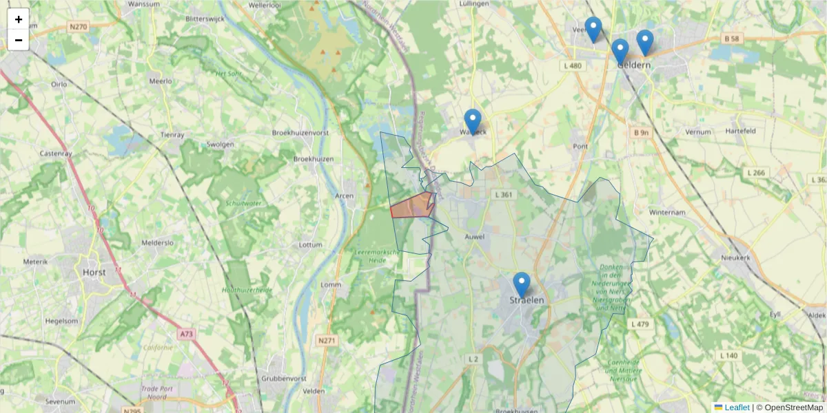 Karte des Postleitzahlen Bereichs  und der umliegenden Postleitzahlen in Deutschland