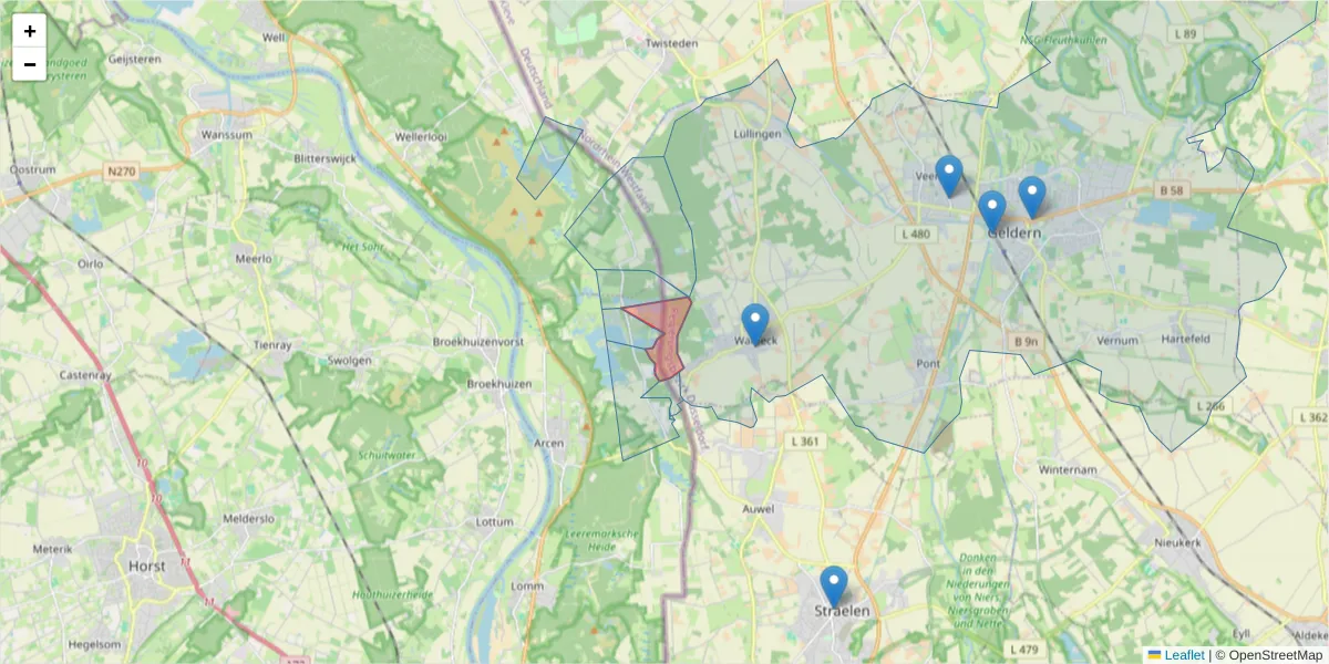 Karte des Postleitzahlen Bereichs  und der umliegenden Postleitzahlen in Deutschland
