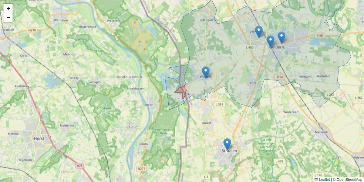 Karte des Postleitzahlen Bereichs  und der umliegenden Postleitzahlen in Deutschland