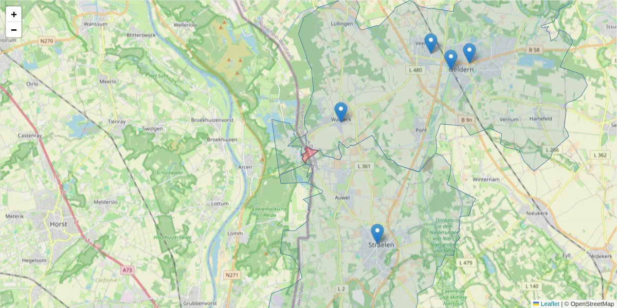 Karte des Postleitzahlen Bereichs  und der umliegenden Postleitzahlen in Deutschland