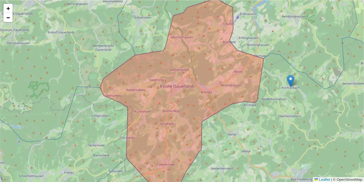 Karte des Postleitzahlen Bereichs  und der umliegenden Postleitzahlen in Deutschland