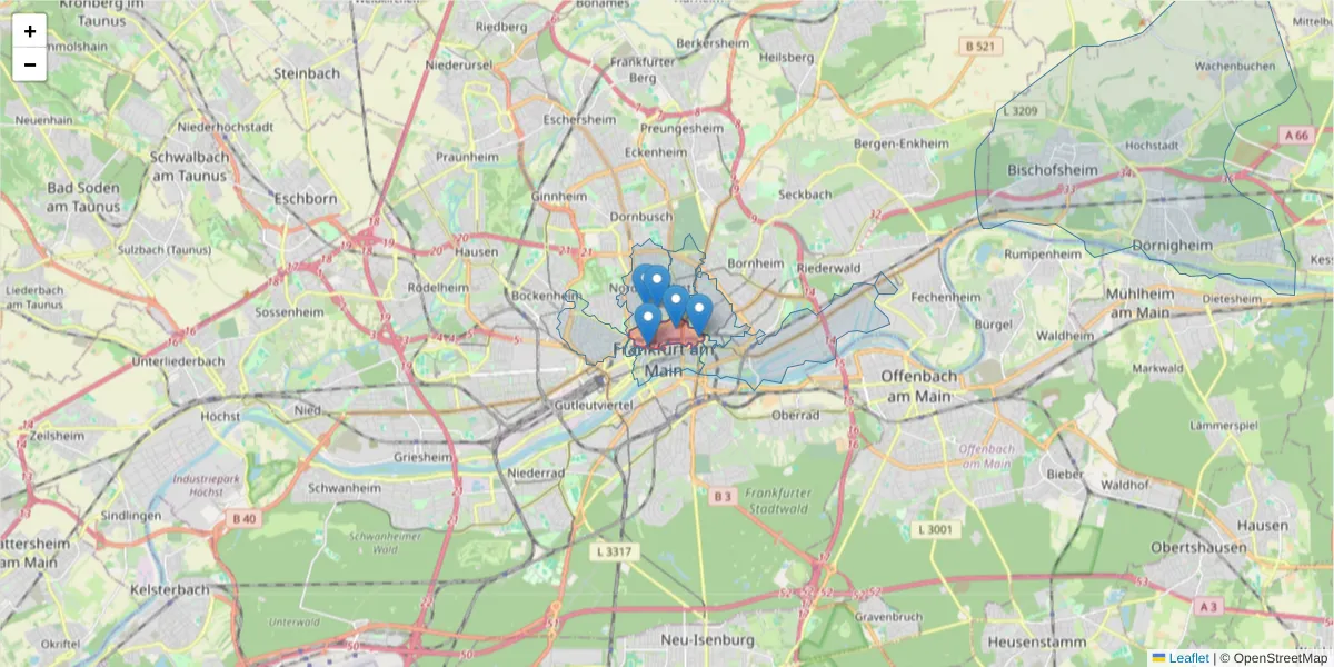 Karte des Postleitzahlen Bereichs  und der umliegenden Postleitzahlen in Deutschland