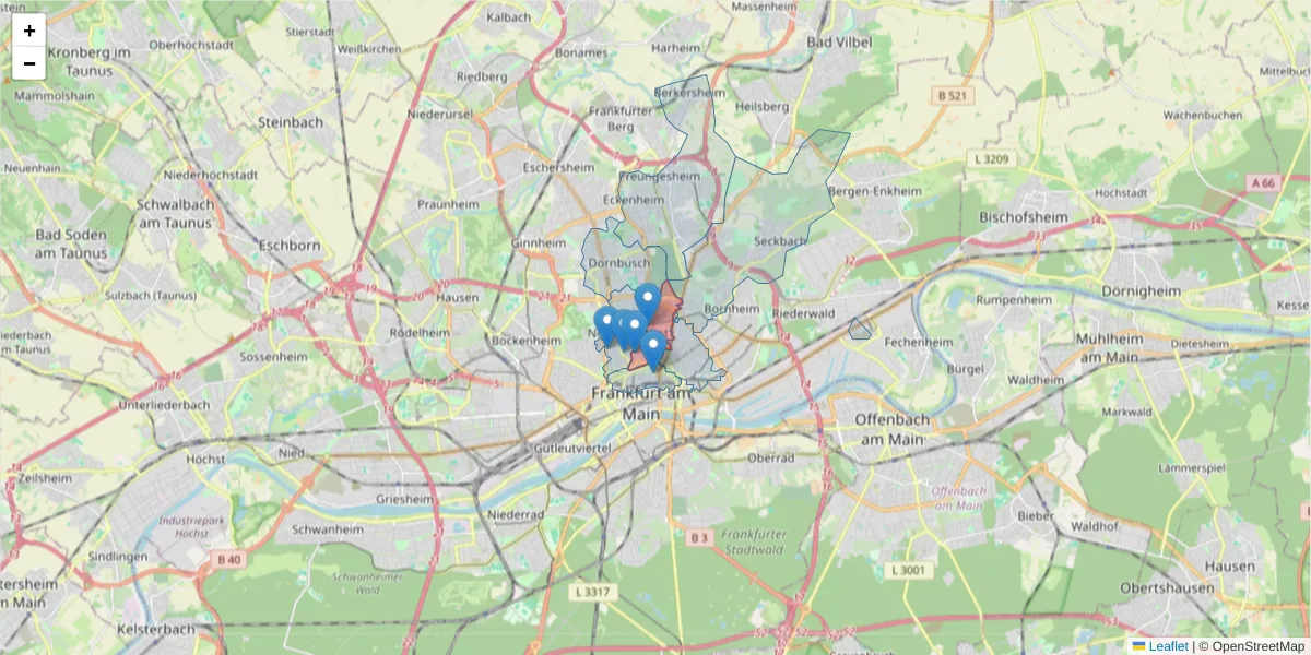 Karte des Postleitzahlen Bereichs  und der umliegenden Postleitzahlen in Deutschland